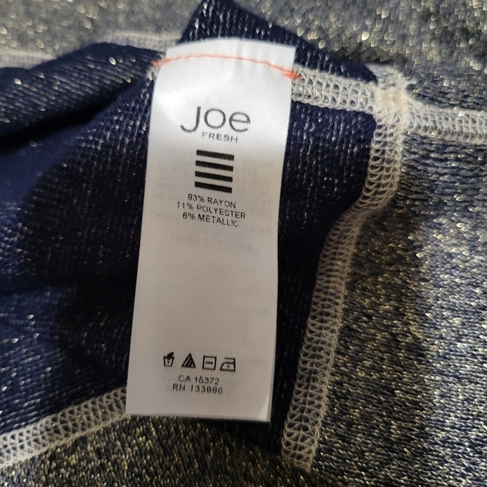 Joe Fresh Blue Gold Metallic Sweater XL - Picture 5 of 7